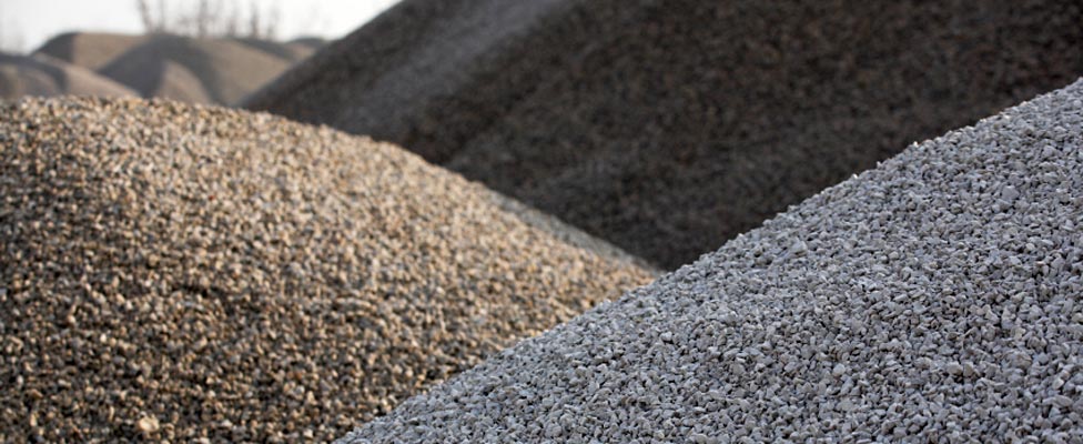 Aggregates stacked in different grades